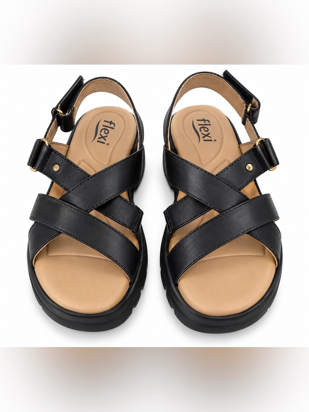 Flexi Women’s Black Leather Comfort Sandals Size 7